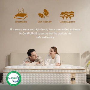 AN Adamant Noyau 12 Inch Hybrid Mattress King Size, Medium Firm Cooling Gel Memory Foam Mattresses with Individually Wrapped Pocket Springs for Motion Isolation & Pressure Relief, Mattress in a Box